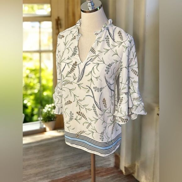 Ann Taylor Floral Tiered sleeve Flowy Blouse Size XS - Picture 3 of 14